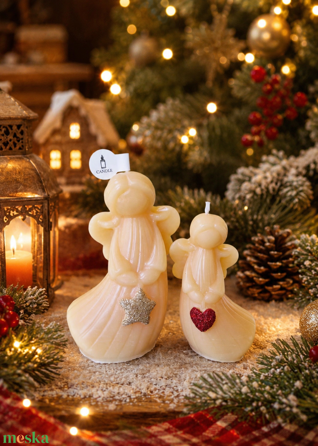 Páros angyal gyertya - karácsony - adventi díszek - adventi gyertyadíszek és koszorúdíszek - Meska.hu