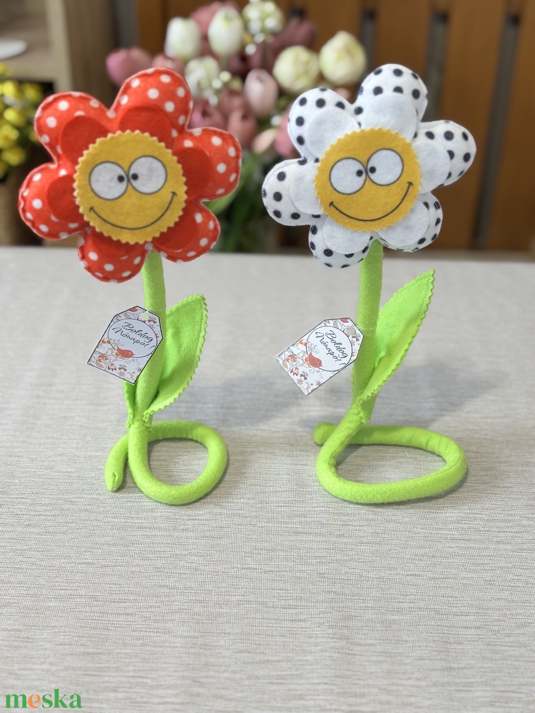 Nőnapi textil álló virágok  - otthon & életmód - virágdekoráció - virágdíszek - asztali virágdísz - Meska.hu
