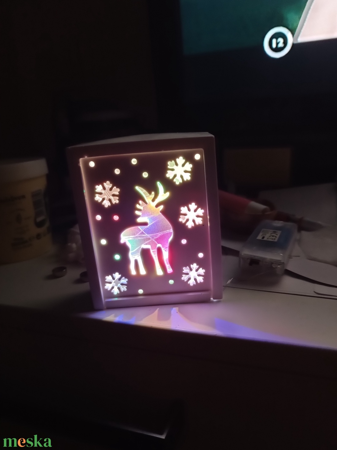 Karácsonyi dekoráció  leddel  - kellékek & szerszámok - vegyes alapanyag - gipsz - Meska.hu