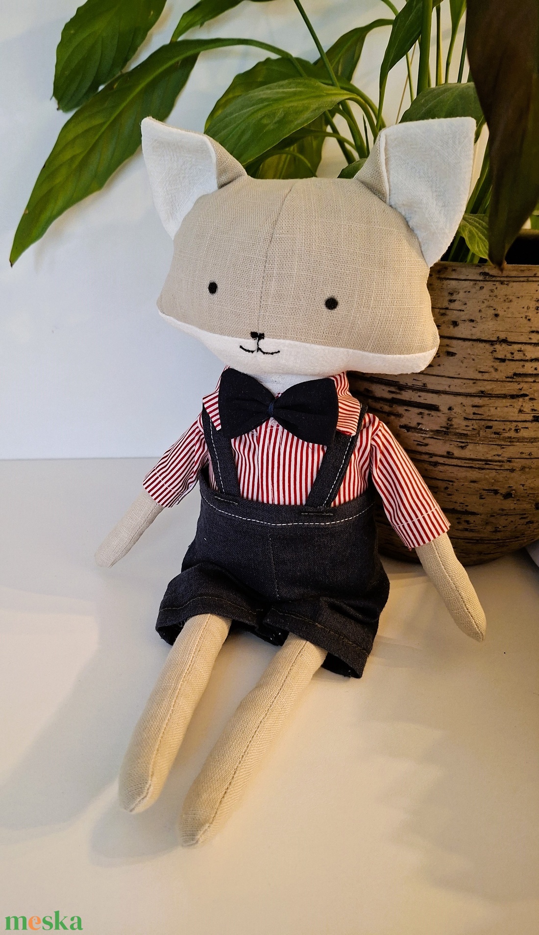 Rókafiú, kantáros nadrágban, ingben  - kézműves , textil játékfigura  - játék & sport - plüssállat & játékfigura - róka - Meska.hu