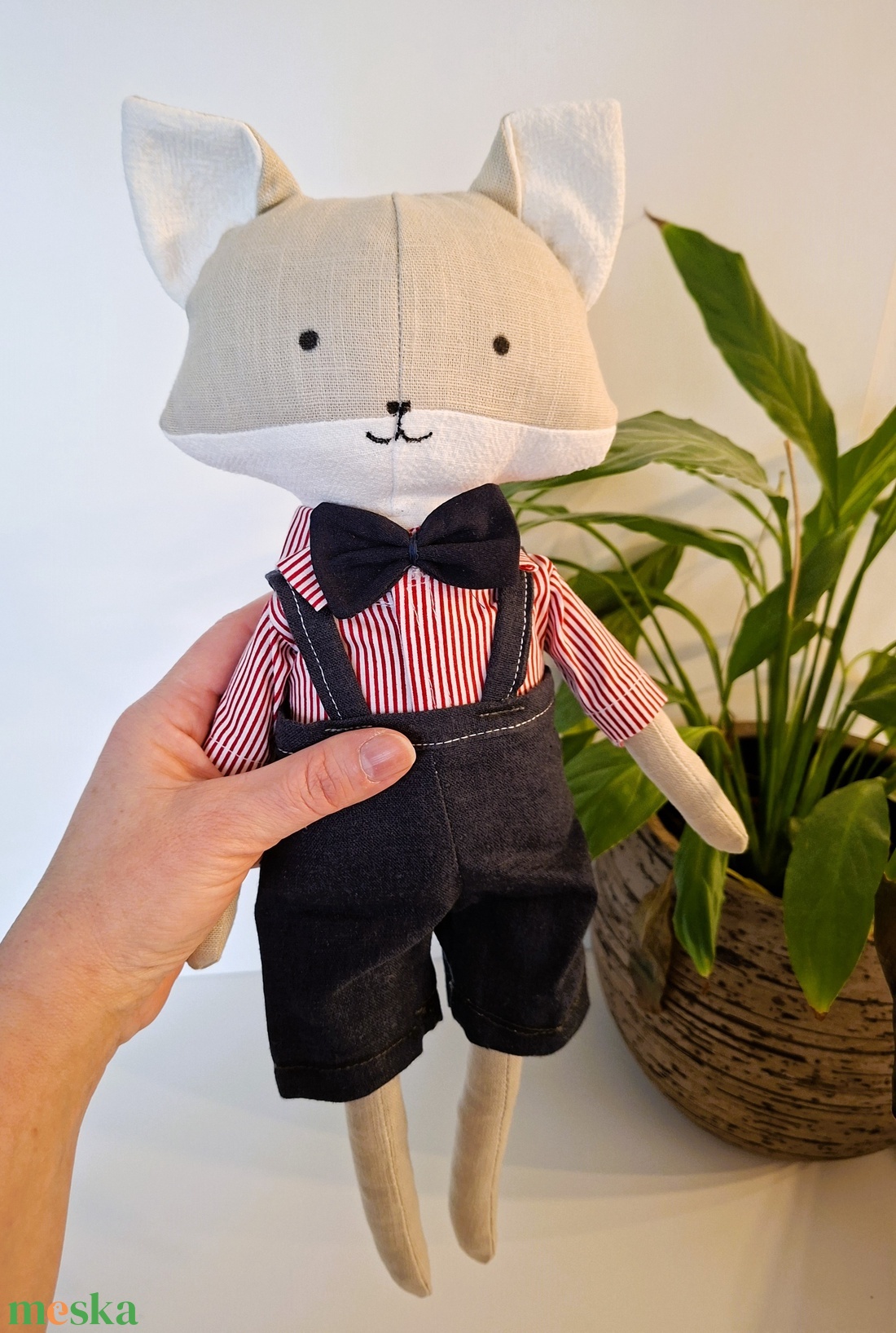 Rókafiú, kantáros nadrágban, ingben  - kézműves , textil játékfigura  - játék & sport - plüssállat & játékfigura - róka - Meska.hu