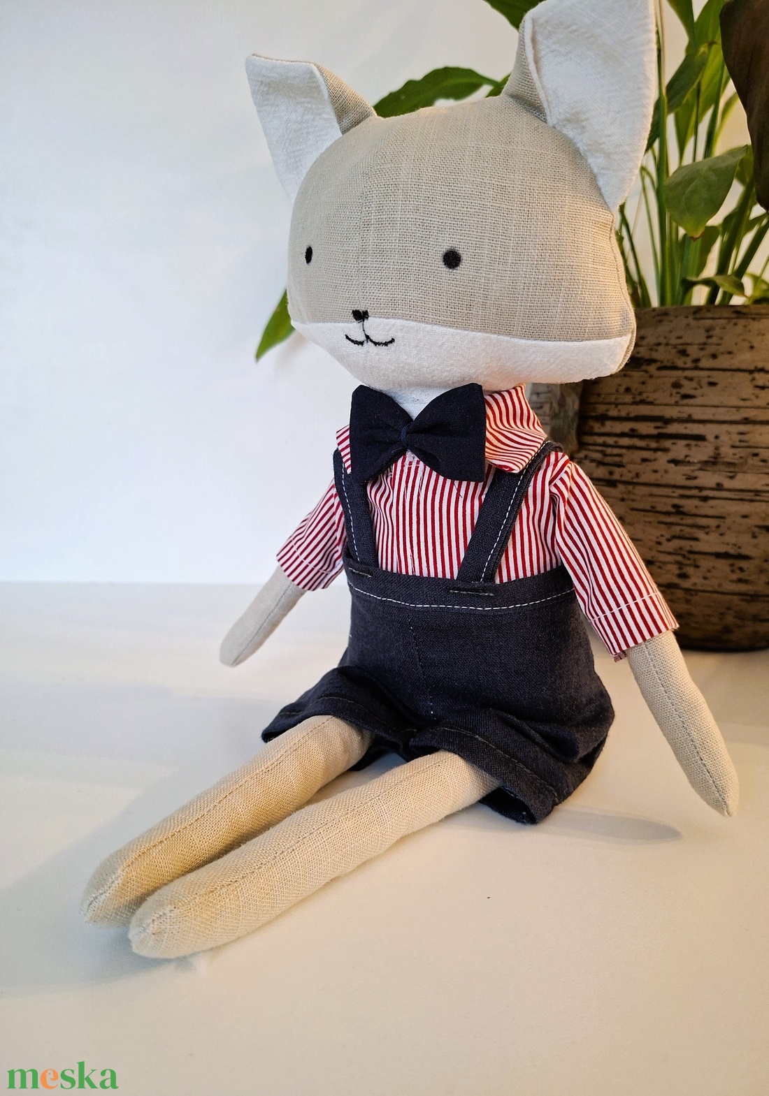 Rókafiú, kantáros nadrágban, ingben  - kézműves , textil játékfigura  - játék & sport - plüssállat & játékfigura - róka - Meska.hu