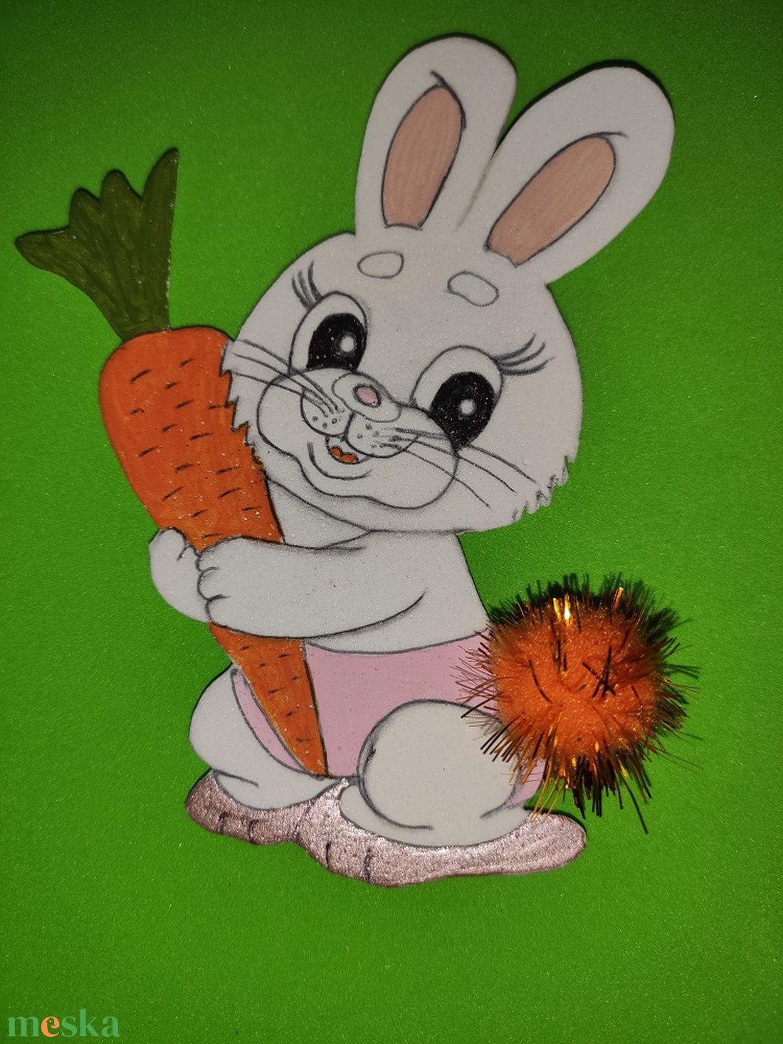 Húsvéti nyuszika répával, hűtőmágnes - otthon & életmód - konyhafelszerelés, tálalás - konyhai dekoráció - hűtőmágnes - Meska.hu