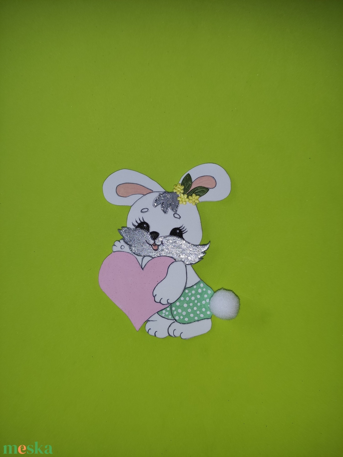 Húsvéti nyuszi szivecskével a kezében, hűtőmágnes - otthon & életmód - konyhafelszerelés, tálalás - konyhai dekoráció - hűtőmágnes - Meska.hu