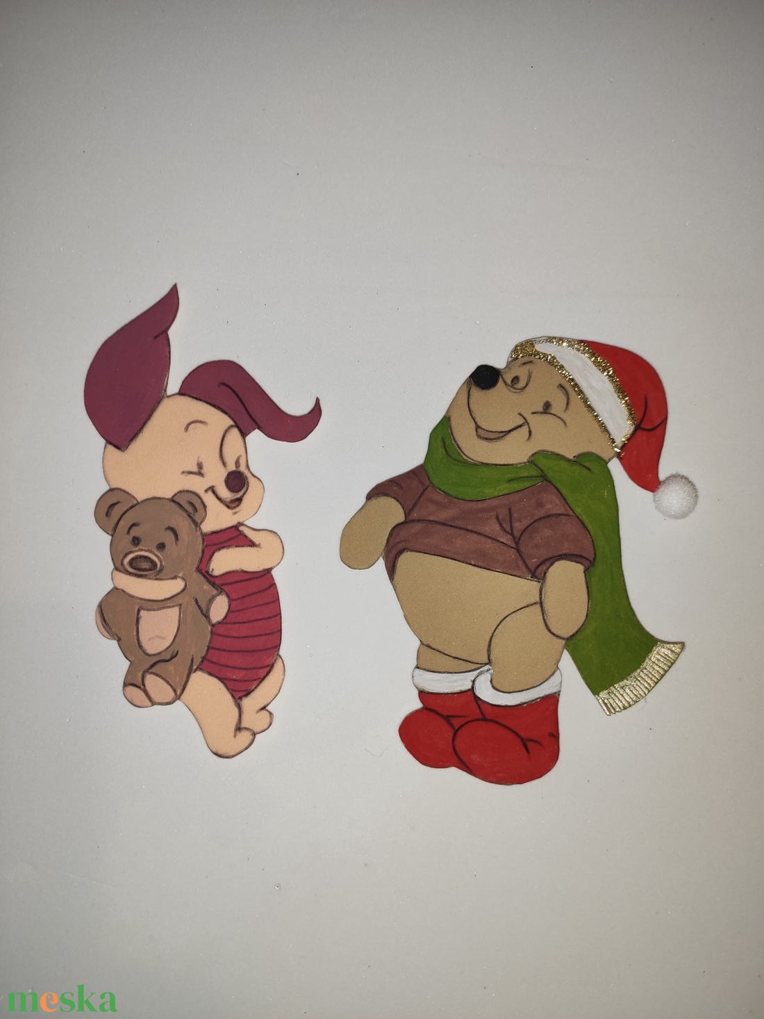 Micimackó és Malacka karácsonya- hűtőmágnes csomag 2 darabos - otthon & életmód - konyhafelszerelés, tálalás - konyhai dekoráció - hűtőmágnes - Meska.hu