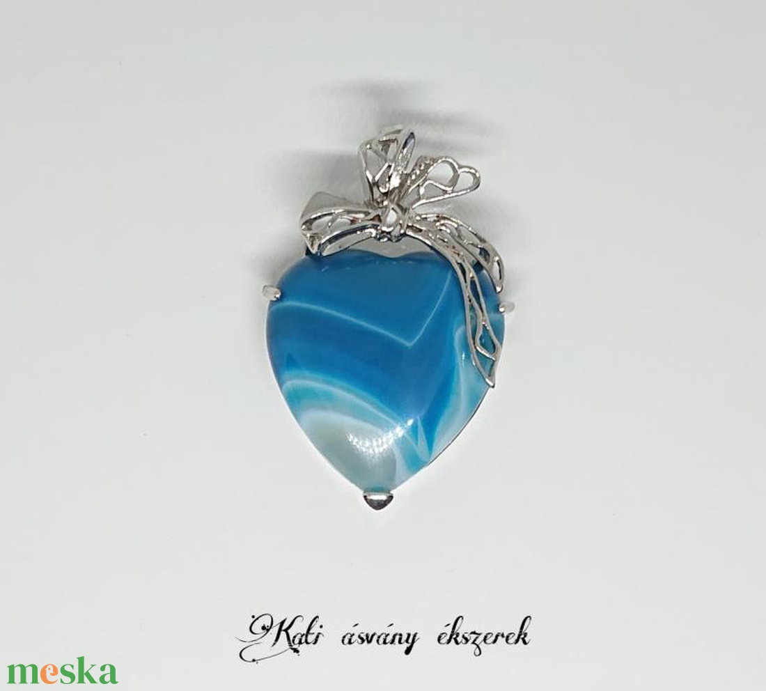 Egyedi szív achát medál  - ékszer - nyaklánc - medál - Meska.hu