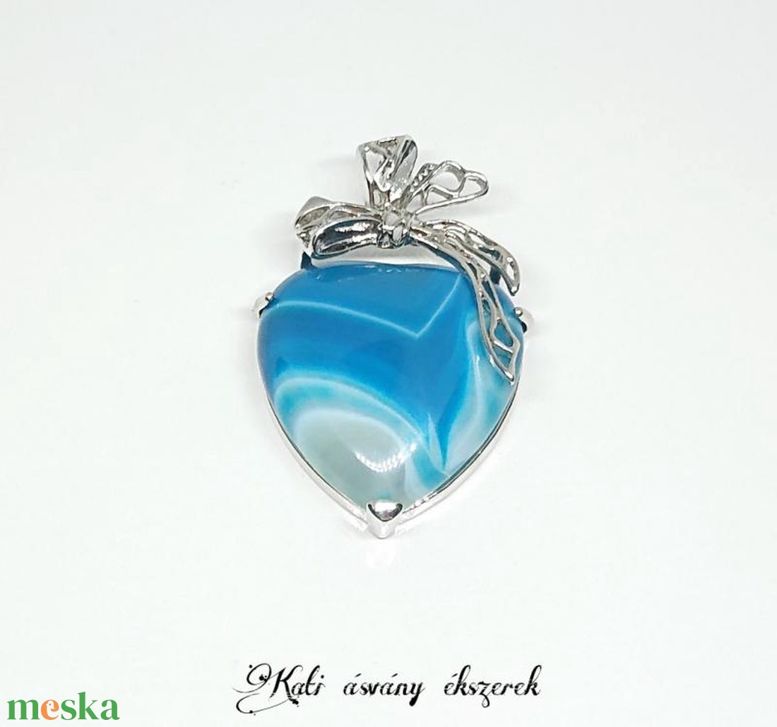 Egyedi szív achát medál  - ékszer - nyaklánc - medál - Meska.hu