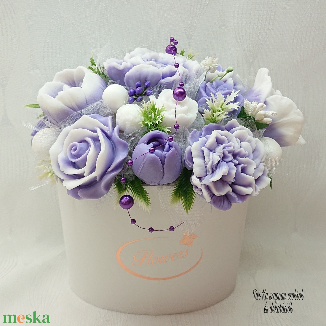 Illatos szappanvirág csokrok Flowers ovális boxban - otthon & életmód - dekoráció - Meska.hu