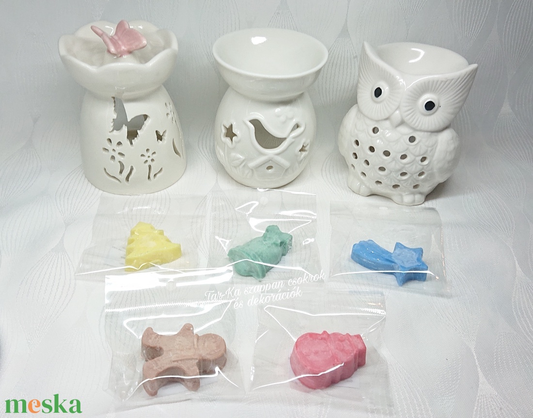 Pillangó, madár, bagoly kerámia aromalámpa 5 darab illatviasszal és mécsessel  - karácsony - karácsonyi lakásdekoráció - karácsonyi illatgyertya, mécses - Meska.hu