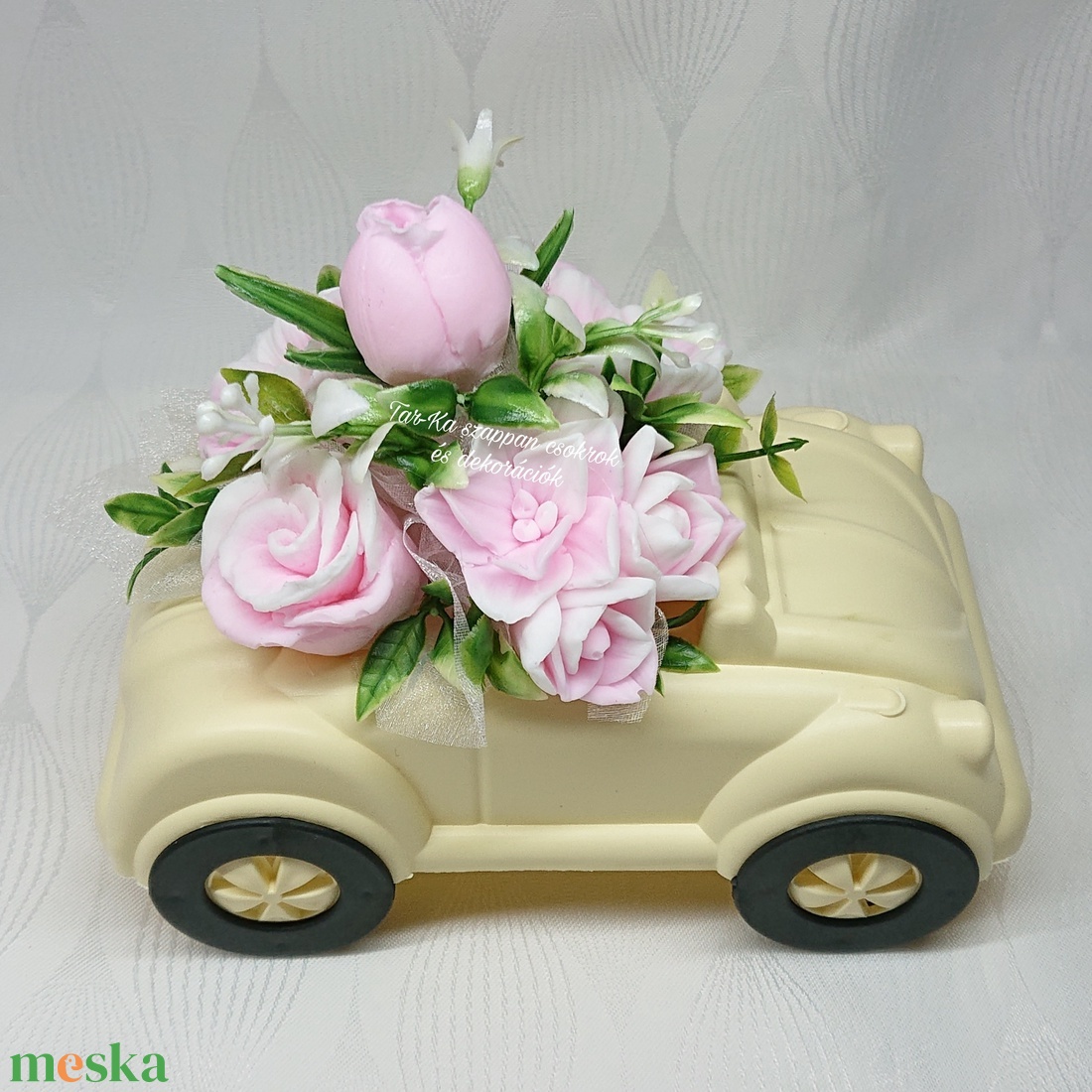 Szappanvirág csokrok autóban  - otthon & életmód - dekoráció - virágdísz és tartó - csokor & virágdísz - Meska.hu