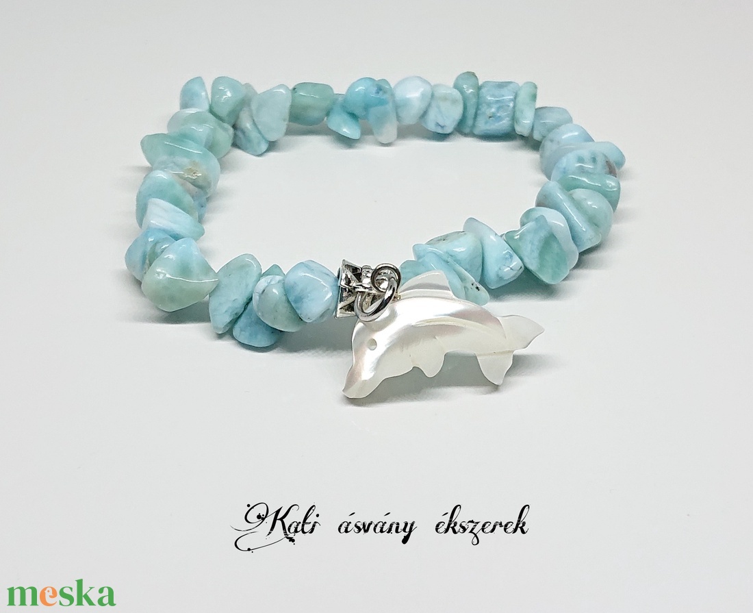 Larimar (delfinkő) ásvány karkötő és fülbevaló  - ékszer - ékszerszett - Meska.hu