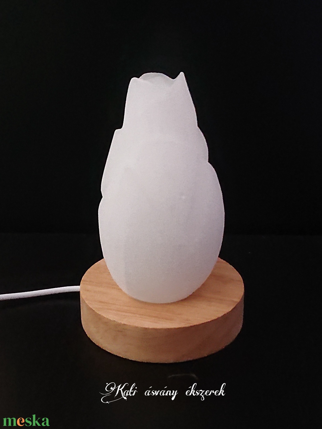 Szelenit energetizáló virág lámpa fatalppal színváltós  - otthon & életmód - lámpa - hangulatlámpa - Meska.hu