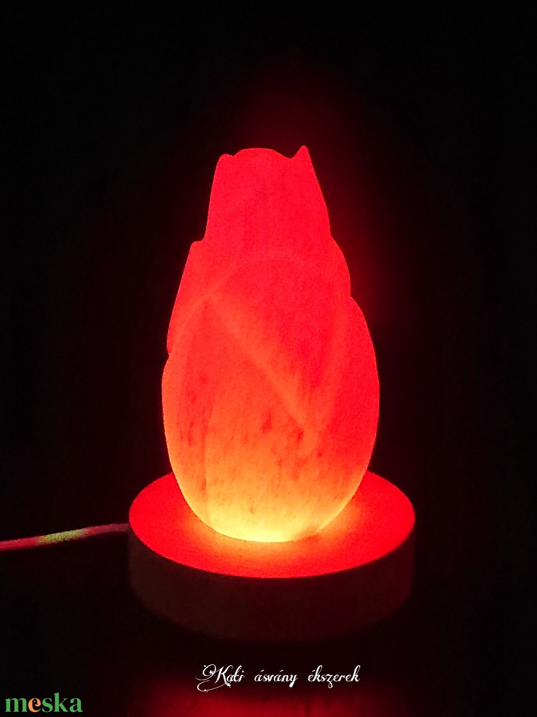 Szelenit energetizáló virág lámpa fatalppal színváltós  - otthon & életmód - lámpa - hangulatlámpa - Meska.hu