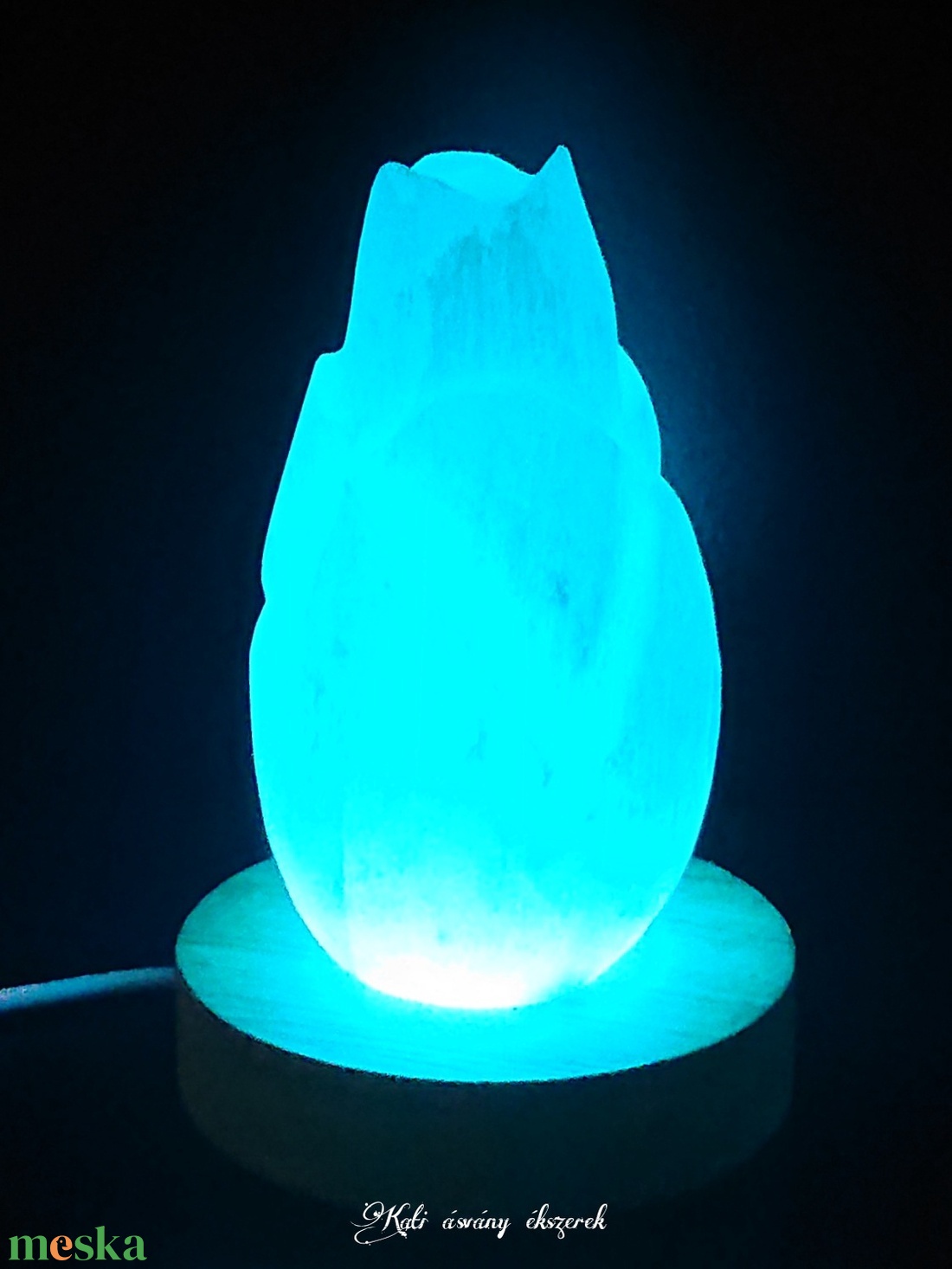 Szelenit energetizáló virág lámpa fatalppal színváltós  - otthon & életmód - lámpa - hangulatlámpa - Meska.hu