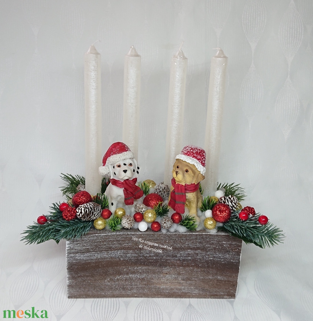 Karácsonyi kutyusos adventi dekoráció  - karácsony - adventi díszek - adventi asztaldísz - Meska.hu