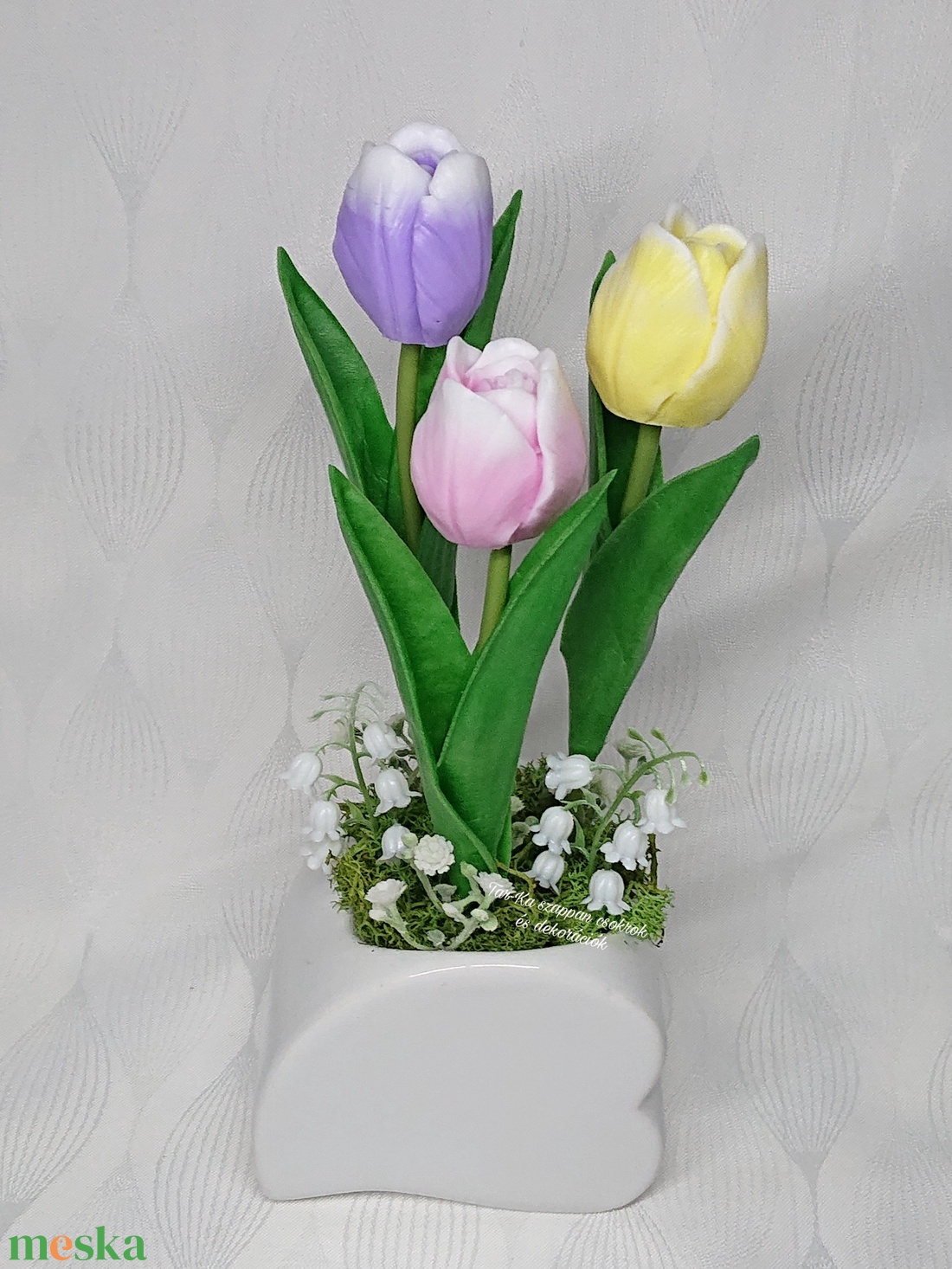 3 szál szappan tulipán kerámia szív kaspóban - otthon & életmód - dekoráció - virágdísz és tartó - virágbox, virágdoboz - Meska.hu 3 szál szappan tulipán kerámia szív kaspóban - otthon & életmód - dekoráció - virágdísz és tartó - virágbox, virágdoboz - Meska.hu
