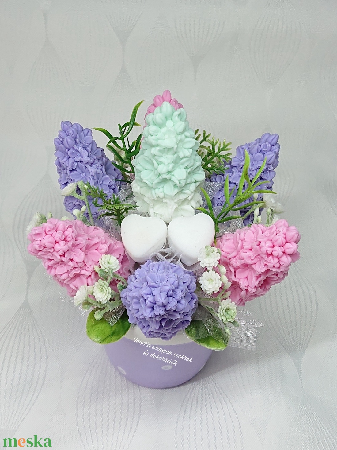 Orgona szappanvirág csokor  - otthon & életmód - dekoráció - virágdísz és tartó - virágbox, virágdoboz - Meska.hu
