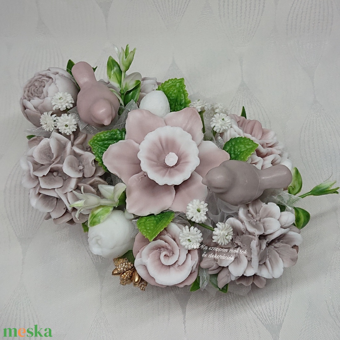 Szappanvirág csokor csónak alakú kaspóban - otthon & életmód - dekoráció - virágdísz és tartó - virágbox, virágdoboz - Meska.hu