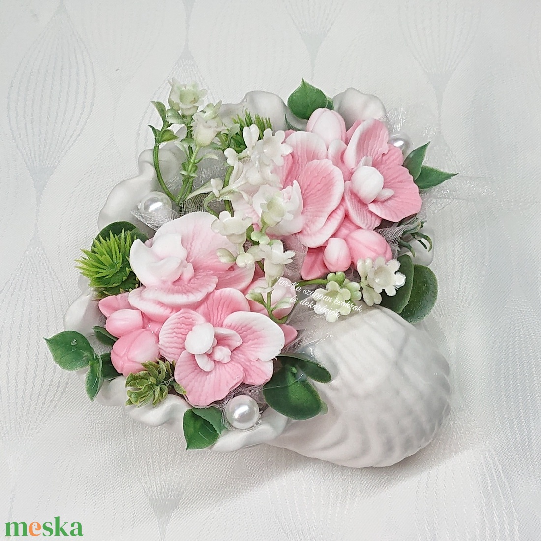 Szappanvirágok kagylóban (orchidea)  - otthon & életmód - dekoráció - virágdísz és tartó - csokor & virágdísz - Meska.hu