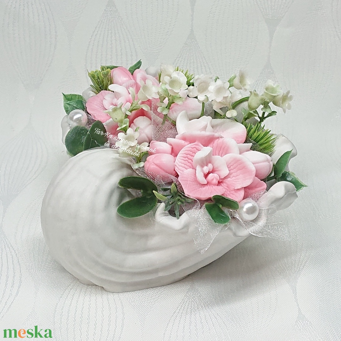 Szappanvirágok kagylóban (orchidea)  - otthon & életmód - dekoráció - virágdísz és tartó - csokor & virágdísz - Meska.hu
