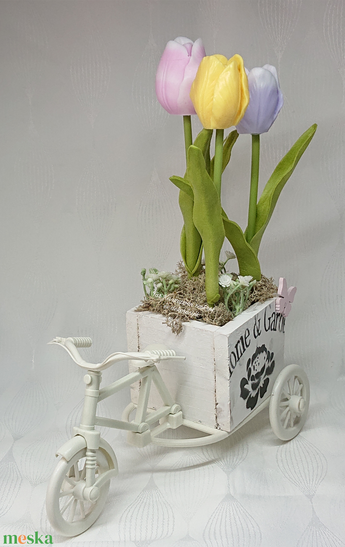 Illatos szappan tulipán dekoráció tricikliben  - otthon & életmód - dekoráció - virágdísz és tartó - csokor & virágdísz - Meska.hu