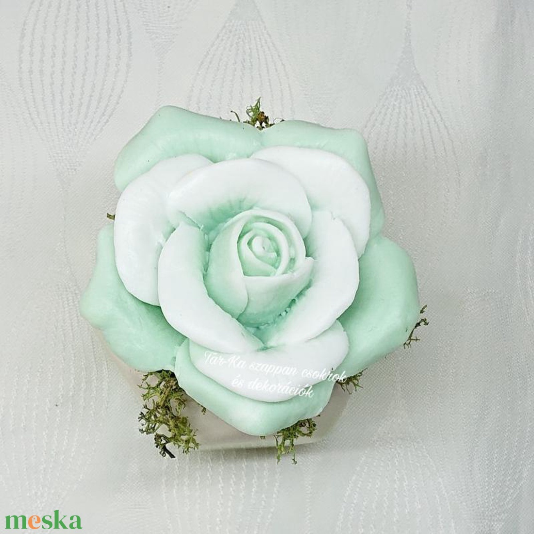 Zöld szappanrózsa színátmenetes kerámia kaspóban  - otthon & életmód - dekoráció - virágdísz és tartó - csokor & virágdísz - Meska.hu