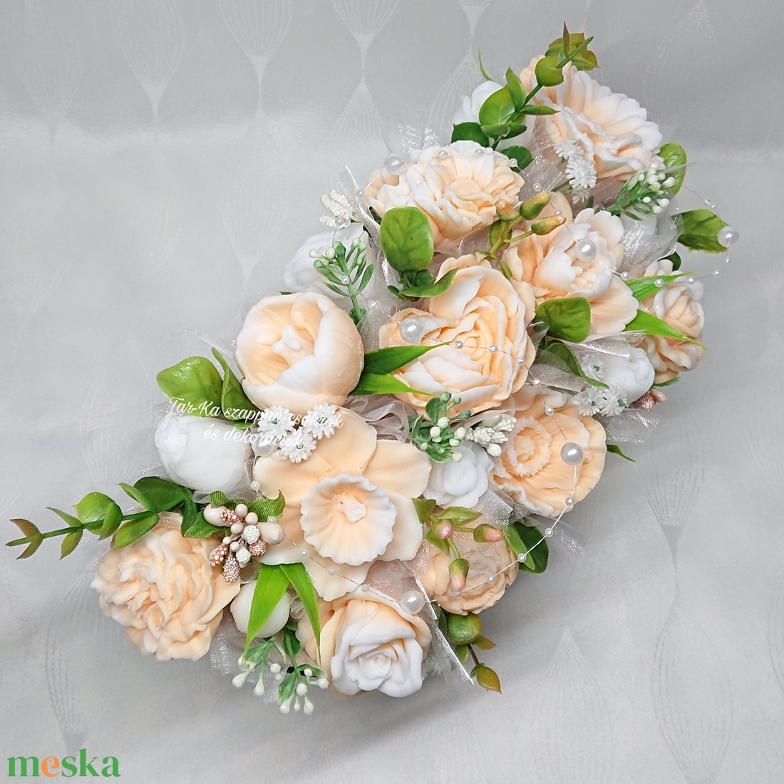 Nagy Boldog születésnapot kívánok! szappanvirág csokor szív fa dobozban - otthon & életmód - dekoráció - virágdísz és tartó - csokor & virágdísz - Meska.hu