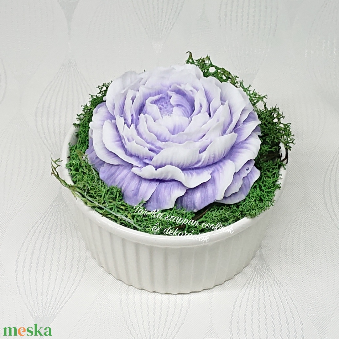 Nagy pünkösdi rózsa szappanvirág kerámia kaspóban  - otthon & életmód - dekoráció - virágdekoráció - virágdíszek - virágdísz kaspóban - Meska.hu
