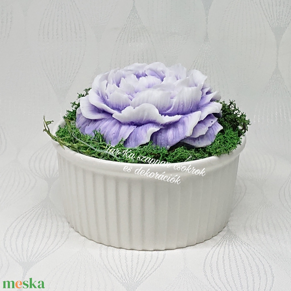 Nagy pünkösdi rózsa szappanvirág kerámia kaspóban  - otthon & életmód - dekoráció - virágdekoráció - virágdíszek - virágdísz kaspóban - Meska.hu