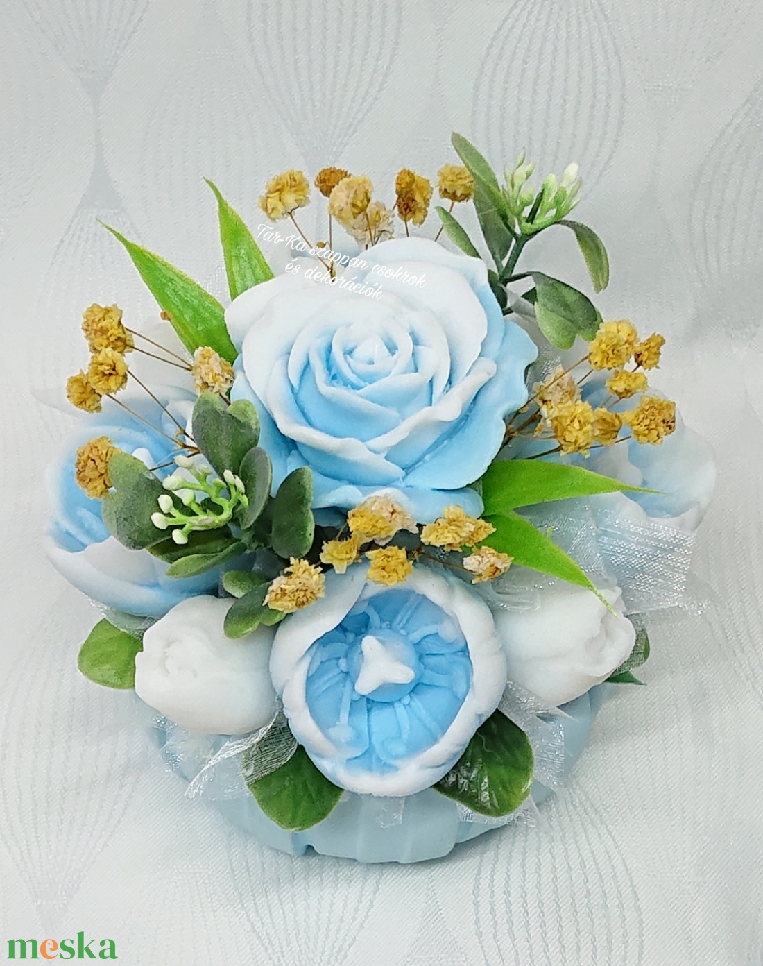 Rózsa - pézsma illatú kék szappanvirág csokor  - otthon & életmód - dekoráció - Meska.hu