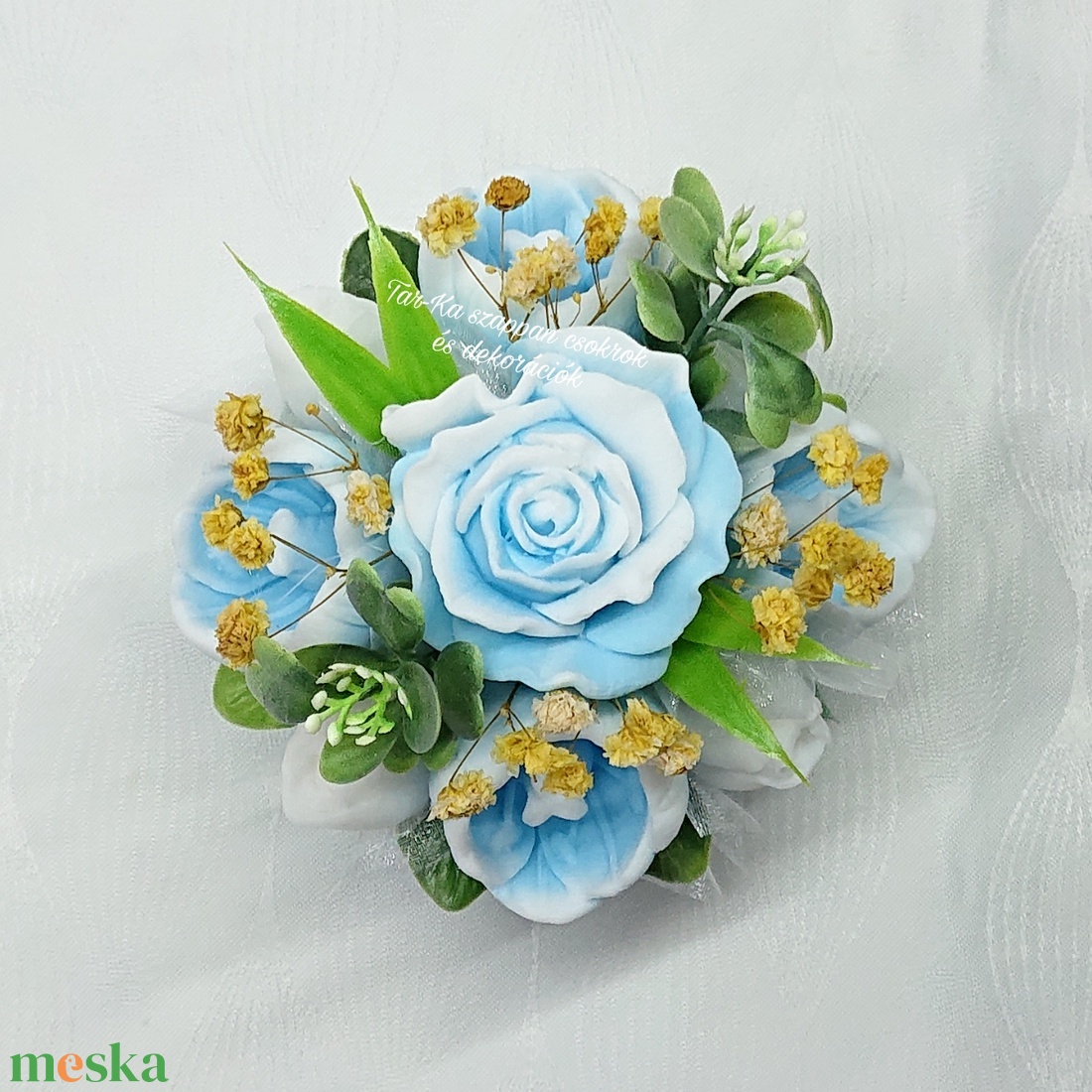 Rózsa - pézsma illatú kék szappanvirág csokor  - otthon & életmód - dekoráció - Meska.hu