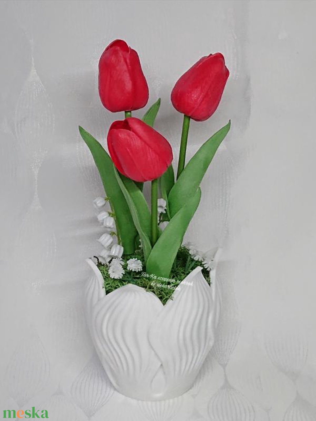 3 szál élethű tulipán csokor - otthon & életmód - dekoráció - asztal és polc dekoráció - asztaldísz - Meska.hu