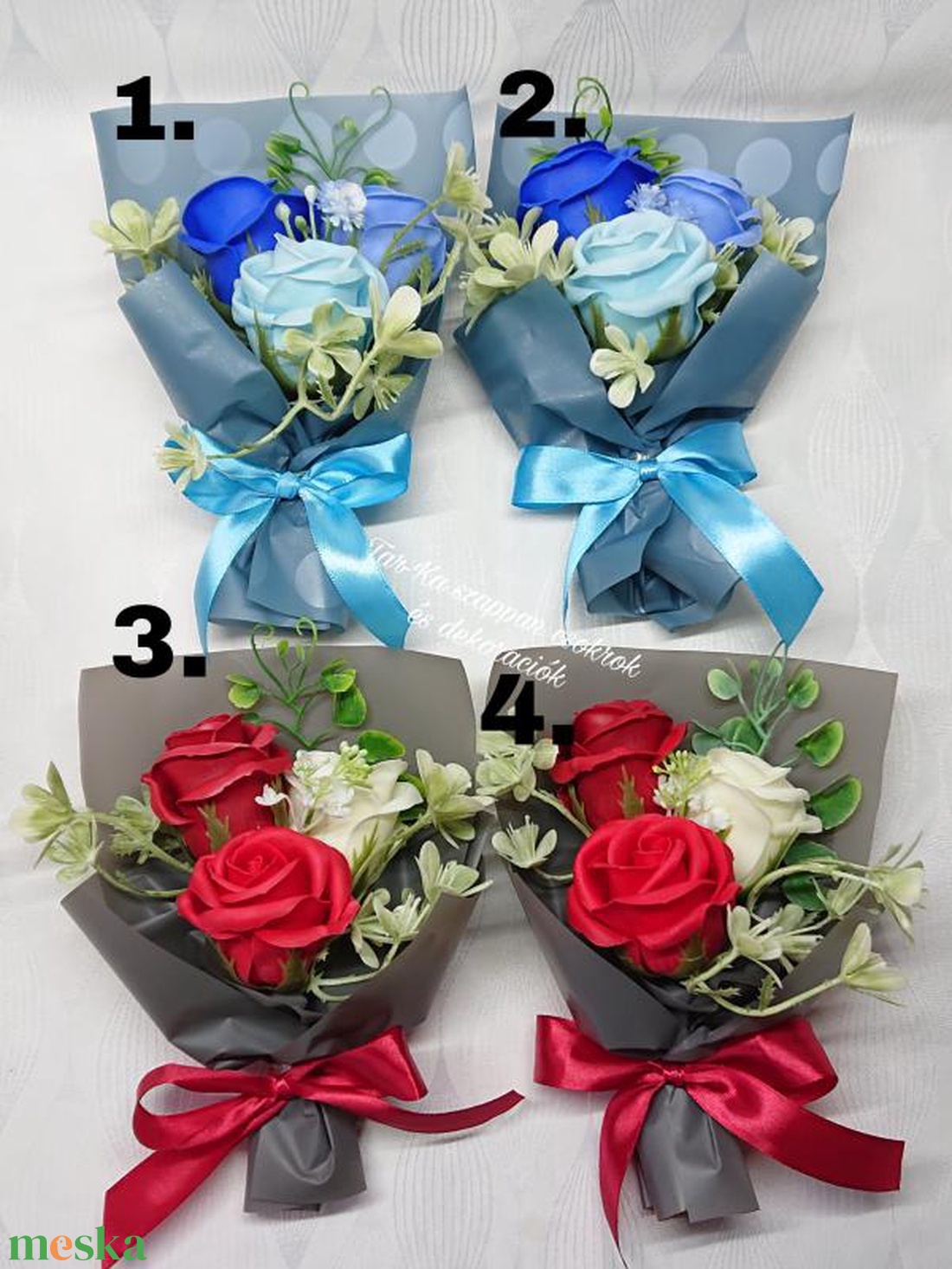 3 szálas szappanrózsa csokrok díszdobozban  - otthon & életmód - virágdekoráció - virágok - virágcsokor - Meska.hu