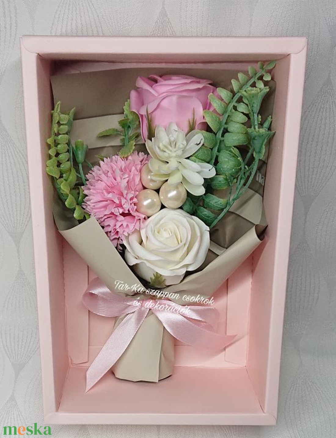 3 szálas szappanvirág csokrok díszdobozban  - otthon & életmód - virágdekoráció - virágok - virágcsokor - Meska.hu