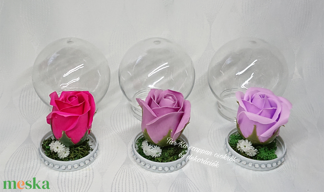 Szappanrózsa búrában  - otthon & életmód - virágdekoráció - virágdíszek - asztali virágdísz - Meska.hu