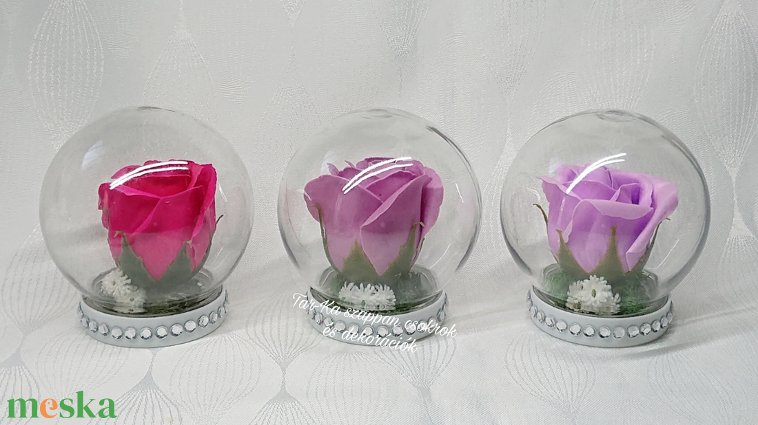 Szappanrózsa búrában  - otthon & életmód - virágdekoráció - virágdíszek - asztali virágdísz - Meska.hu