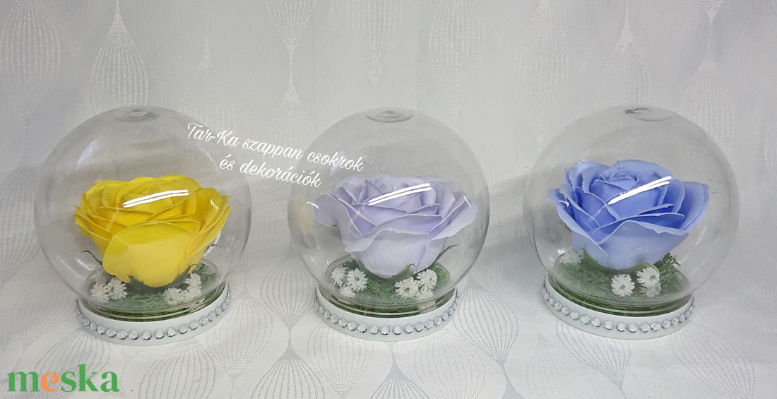 Nagy szappanrózsa búrában - otthon & életmód - virágdekoráció - virágdíszek - asztali virágdísz - Meska.hu