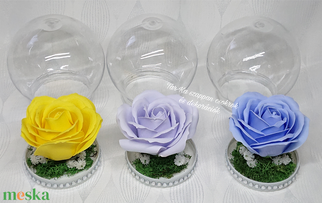 Nagy szappanrózsa búrában - otthon & életmód - virágdekoráció - virágdíszek - asztali virágdísz - Meska.hu