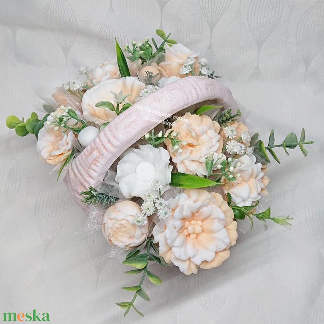 Különleges nagy szappanvirág csokor kosárban  - otthon & életmód - virágdekoráció - virágok - virágcsokor - Meska.hu