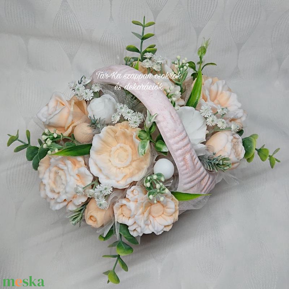 Különleges nagy szappanvirág csokor kosárban  - otthon & életmód - virágdekoráció - virágok - virágcsokor - Meska.hu