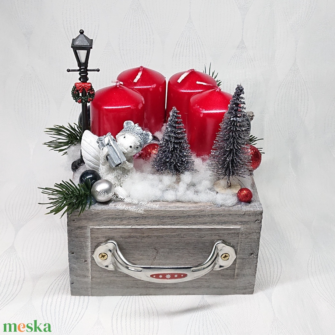 Karácsonyi fiókos adventi dekoráció - karácsony - adventi díszek - adventi asztaldísz - Meska.hu