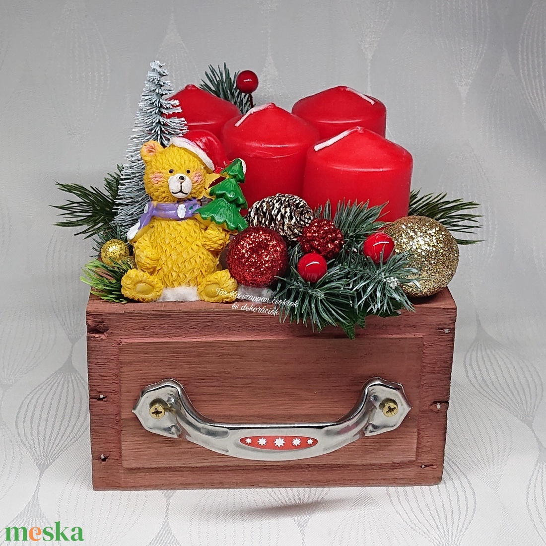 Karácsonyi fiókos adventi dekoráció - karácsony - adventi díszek - adventi asztaldísz - Meska.hu