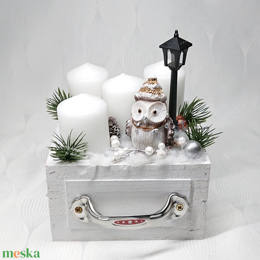 Karácsonyi fiókos adventi dekoráció - karácsony - adventi díszek - adventi asztaldísz - Meska.hu