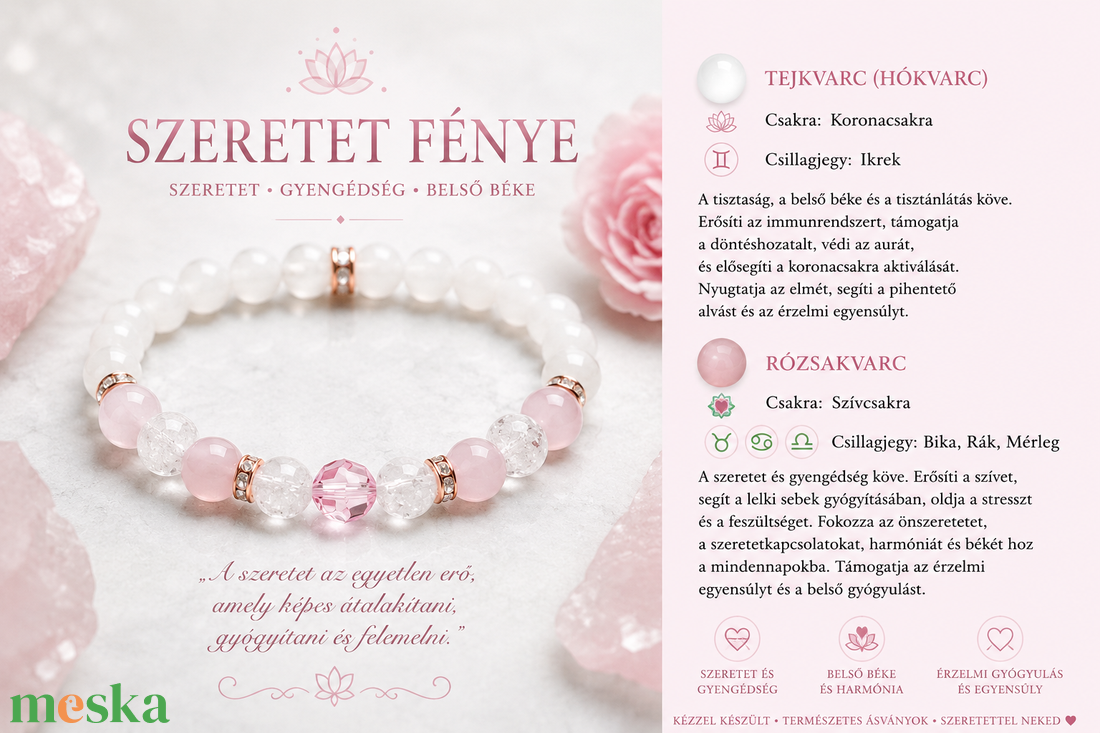 Szeretet fénye ásvány karkötő  - ékszer - karkötő - ásványkarkötő - Meska.hu