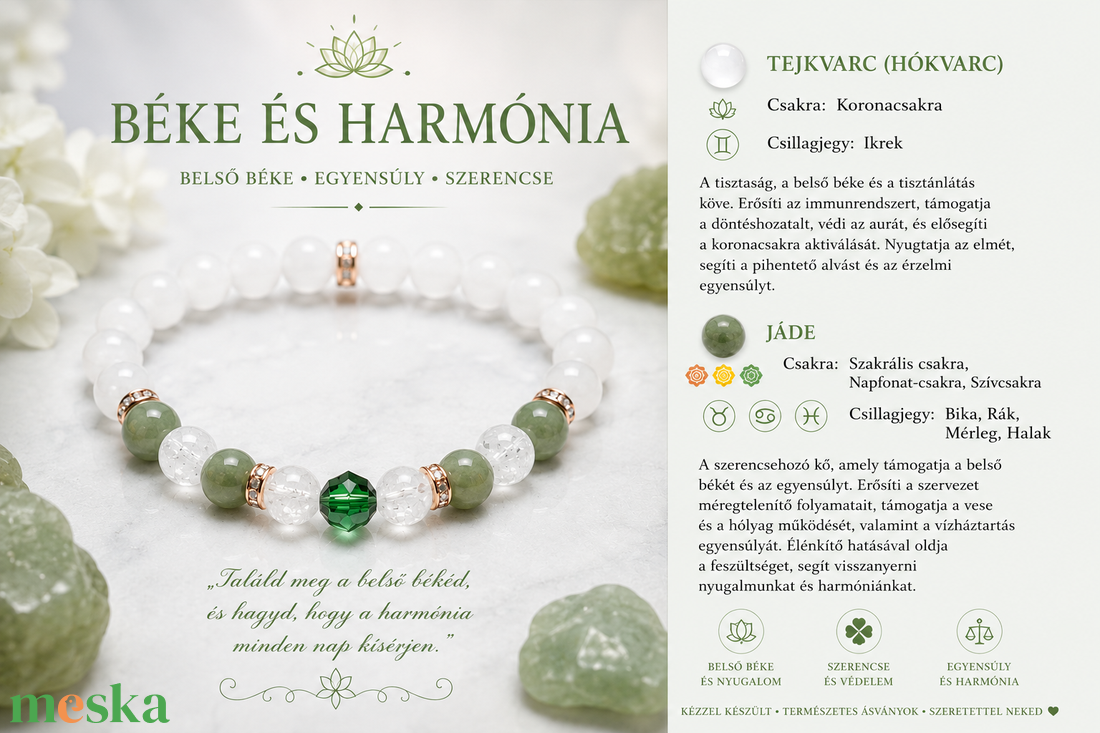 Béke és harmónia ásvány karkötő  - ékszer - karkötő - ásványkarkötő - Meska.hu