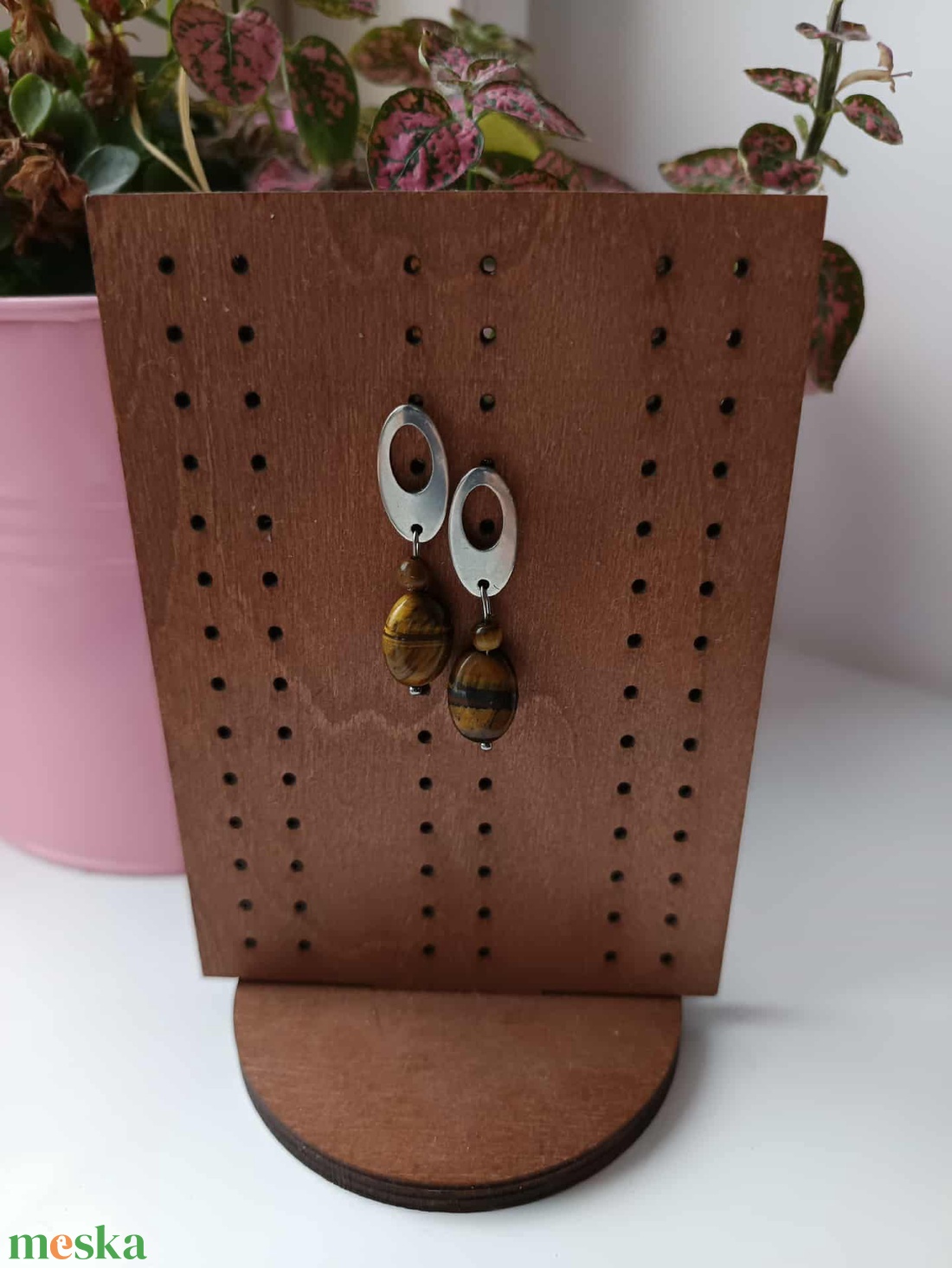 Essential 316L � Tiger Eye No.9 - ékszer - fülbevaló - lógó fülbevaló - Meska.hu