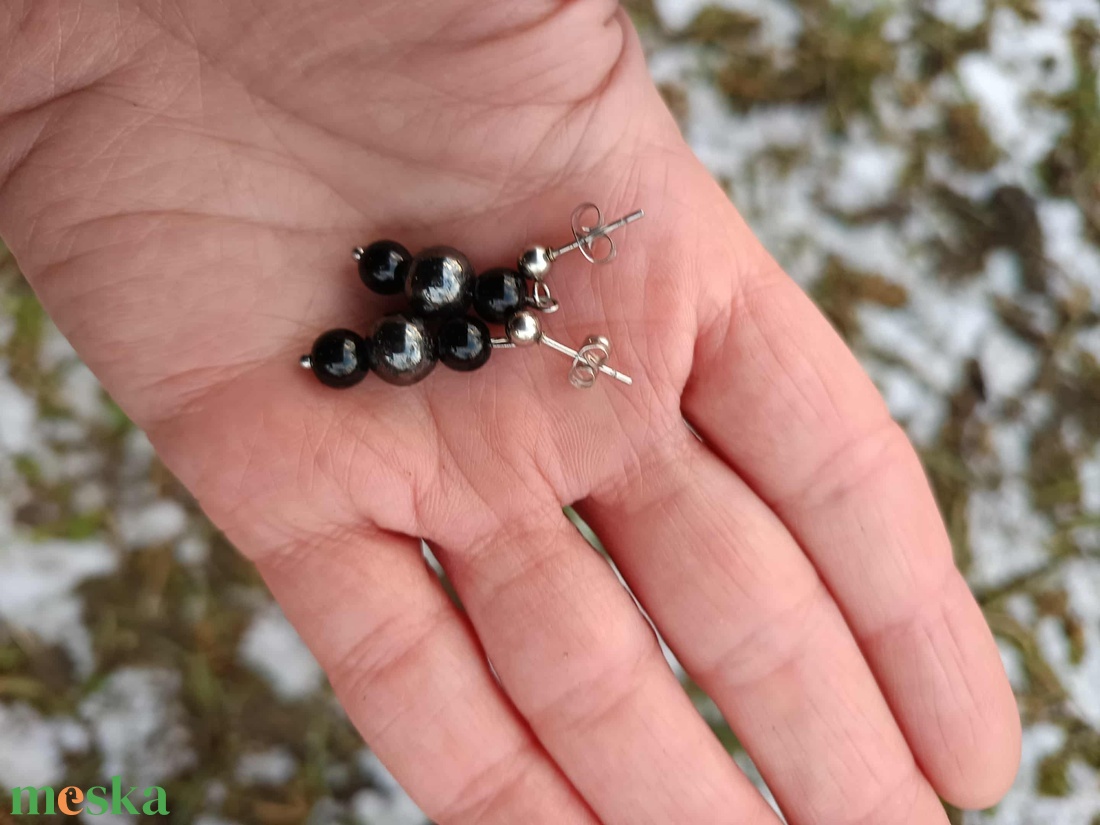Essential 316L � Hematit-Achat No.8 - ékszer - fülbevaló - lógó fülbevaló - Meska.hu