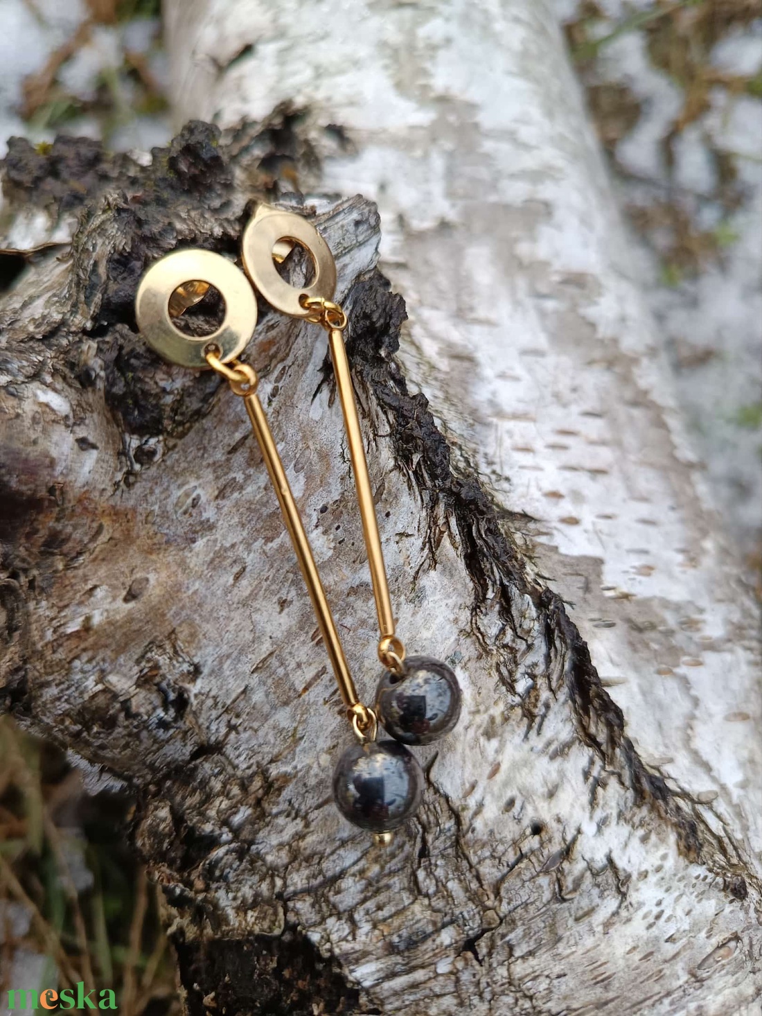 Essential 316L � Hematit Nr.6 - ékszer - fülbevaló - lógó fülbevaló - Meska.hu