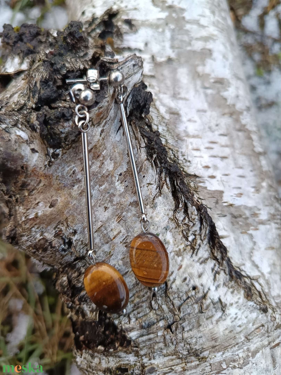 Essential 316L � Tiger Eye Nr.5 - ékszer - fülbevaló - lógó fülbevaló - Meska.hu