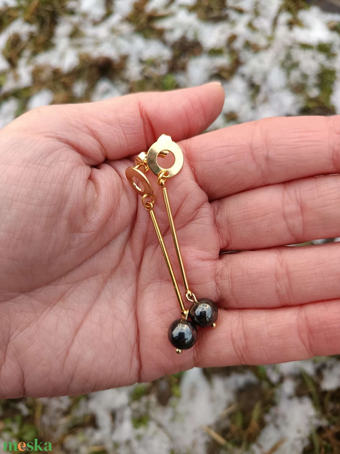 Essential 316L � Hematit Nr.6 - ékszer - fülbevaló - lógó fülbevaló - Meska.hu